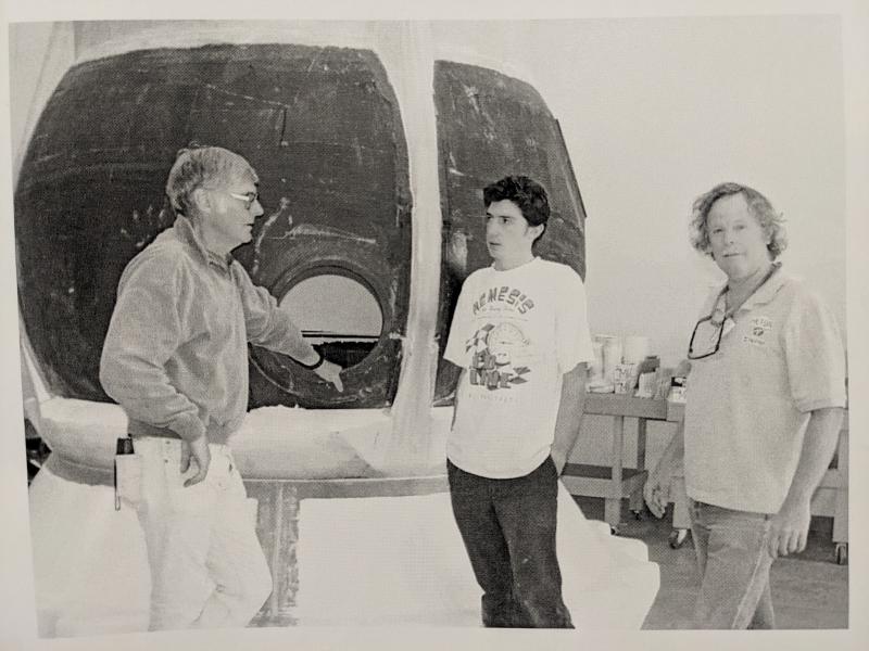 Dick Rutan, me and Bruce Evans in front the habitable high-altitude ballooning capsule I was helping to build.